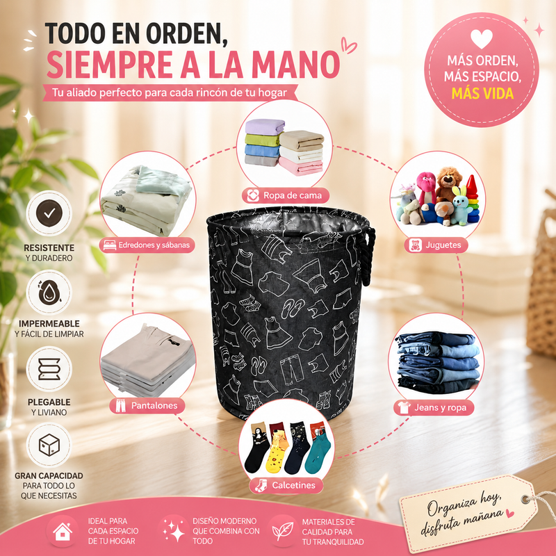 Cesta Ropa Organizador Hogar Cilindro